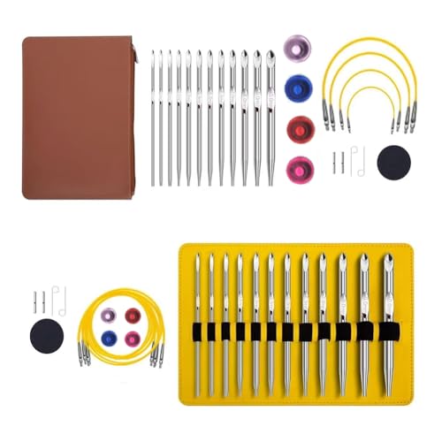 Cpolebev Tunesisches Häkelnadel Set mit Kabel Aluminium Austauschbares Häkelnadel Set Häkelnadel 26 TLG Häkelnadel Set von Cpolebev