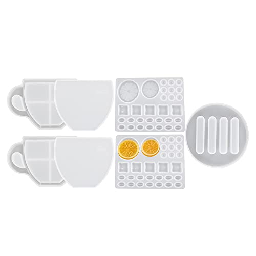 Cpolebev Untersetzer-Harz-Form, 7-Teilige Untersetzer-Formen für Epoxidharz, Kaffeetassen-Form-Harz-Shaker-Form mit Zitronen-Kaffeebohnen-Form von Cpolebev