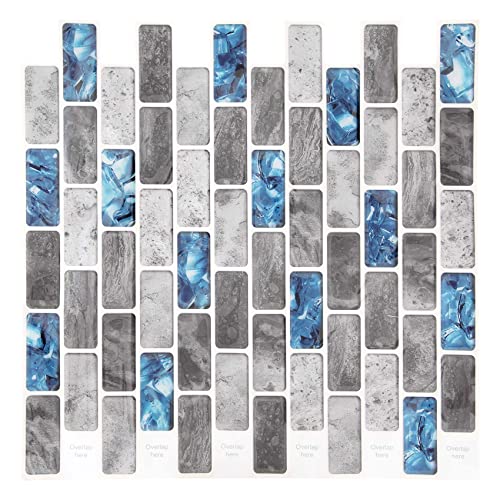 Cpolebev Vivid Fliesen Blaue Schale und Stick Fliesen 3D Brick Effekt wasserdichte KüChe Backsplash Selbst Klebende Tapete von Cpolebev