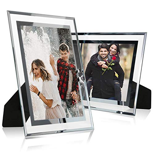 Cq acrylic Bilderrahmen, 20,3 x 25,4 cm, silberfarben verspiegelt für Fotoständer, Ständer auf Tischplatte, 2 Stück von Cq acrylic