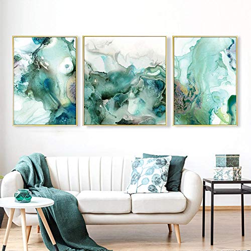 Cqzk Abstrakt Mintgrün Marmor Wandkunst Bilder Leinwand Gemälde Galerie Poster und Drucke Interior forLiving Room Home Decor60x60 cmx1 40x60cmx2 noframe von Cqzk