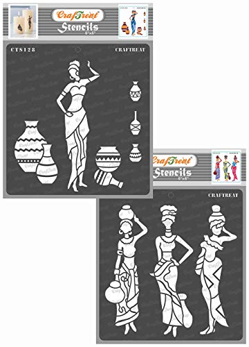 CrafTreat African Tribal Stencils für DIY - Reusable Vintage Pose mit Pot 1 und 2 - Größe: 6x6 Zoll - Tribal Pattern Stencil für Möbel- & Bodenmalerei CrafTreat African Tribal Stencils für DIY - Reusable Vintage Pose mit Pot 1 und 2 - Größe: 6x6 Zoll - Tribal Pattern Stencil für Möbel- & Bodenmalerei von CrafTreat