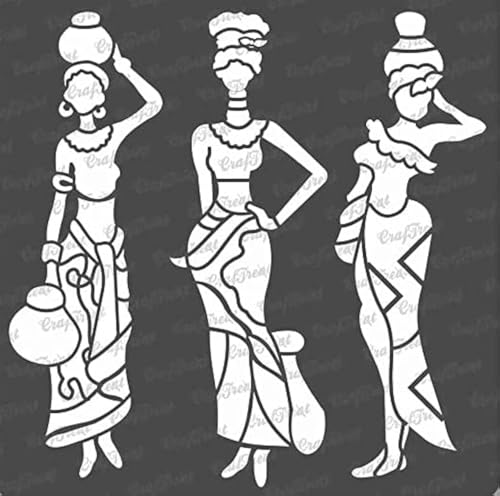 CrafTreat wiederverwendbare Stammes-Wandschablonen zum Malen großer Muster – Pose mit Topf 2 – 30,5 x 30,5 cm – DIY-Kunst- und Bastelschablonen – Stammesschablonen zum Malen von Wänden von CrafTreat