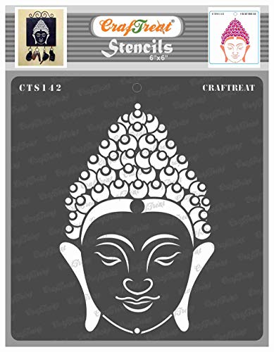 CrafTreat Buddha Stencils for Painting on Wood, Canvas, Paper, Fabric, Floor, Wall and Tile - Buddha 2 - Size: 15 x 15 cm - Reusable DIY Art and Craft Stencils for Home Decor - Buddha Face Stencils von CrafTreat