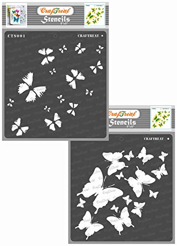 CrafTreat Schmetterlings schablonen zum Basteln,wiederverwendbar,Vintage-2-stufige Schmetterlingsschablone–Größe 15x15 cm Schmetterlings-Bastelschablonen für Möbelmalerei-Schichtschablonen für Malerei von CrafTreat