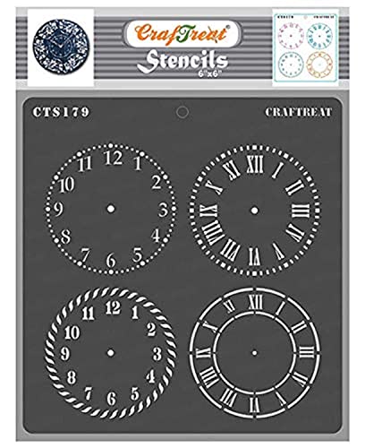 CrafTreat Clock Stencils for Crafts Reusable Vintage - Clock Dials - Size: 15 x 15 cm - Craft Clock Face Stencil for Painting on Concrete, Canvas, Fabric, Tile, Paper, Wood and Wall von CrafTreat