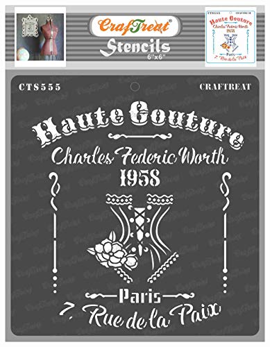 CrafTreat Fashion Stencils for Painting on Wood, Canvas, Paper, Fabric, Floor, Wall and Tiles - Haute Couture 6 x Inch Reusable DIY Art Craft for Fashion French Writing Stencil von CrafTreat