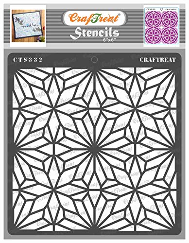 CrafTreat wiederverwendbare geometrische Muster-Schablonen zum Malen von Böden – geometrische Blumen-Schablonen – 15,2 x 15,2 cm – DIY-Kunst- und Bastelschablonen, Muster zum Malen von CrafTreat