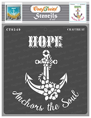 CrafTreat Hope Word Anchor Schablonen zum Malen auf Holz, Leinwand, Papier, Stoff, Boden, Wand und Fliesen – Schablone 15,2 x cm wiederverwendbare DIY Kunst Handwerk Wörter Sätze Wortschablone von CrafTreat