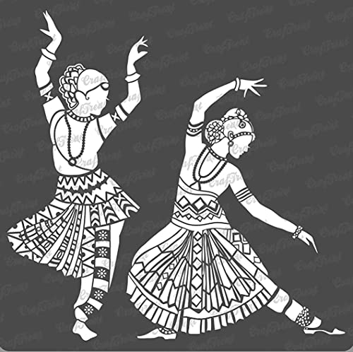 CrafTreat wiederverwendbare indische Tanzschablonen zum Malen – indische klassische Tanzschablonen – 30,5 x 30,5 cm – DIY-Heimdekor-Schablonen im indischen Design – indische Kunstschablonen von CrafTreat