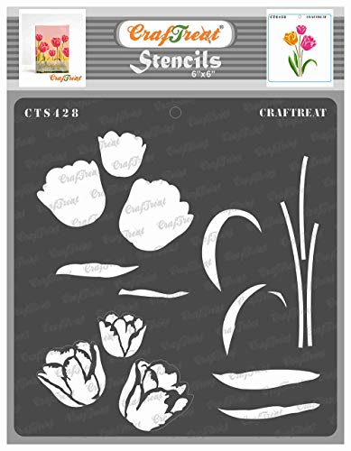 CrafTreat Layered Flower Stencils for Crafts Reusable Vintage - Layered Tulip Stencil - Size: 6 x 6 Inches - DIY Craft Layering Stencils for Painting on Concrete, Canvas, Fabric, Paper, Wood and Wall von CrafTreat