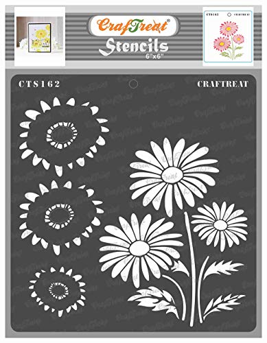 CrafTreat Layered schablonen zum malen An leinwand, holz, papier kunst, wand, boden, scrapbooking Und bullet journal - 6X6 inches - wiederverwendbar diy gänseblümchen airbrush schablonen für handwerk von CrafTreat