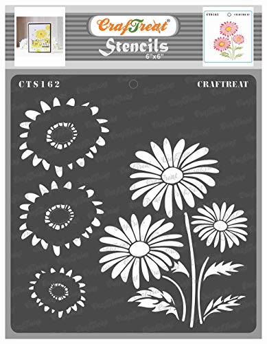 CrafTreat wiederverwendbare geschichtete Blumenschablonen zum Malen – 2 Etagen Gänseblümchen – 15,2 x 15,2 cm – DIY-Kunst- und Bastel-Gänseblümchen-Schablonen zum Malen von Blumen von CrafTreat