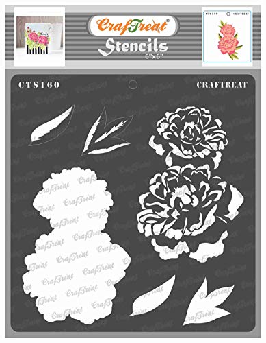 CrafTreat Layered Flower Stencils for Painting on Wood, Canvas, Paper, Fabric, Wall and Tiles - 2 Step Peony 6 x Inch Reusable DIY Art Craft for Painting Flowers Stencil von CrafTreat