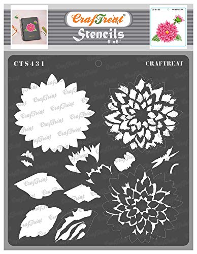 CrafTreat Layered schablonen zum malen An leinwand, holz, papier kunst, wand, boden, scrapbooking Und bullet journal - 6X6 inches - wiederverwendbar diy Dahlia blumen airbrush schablonen für handwerk von CrafTreat