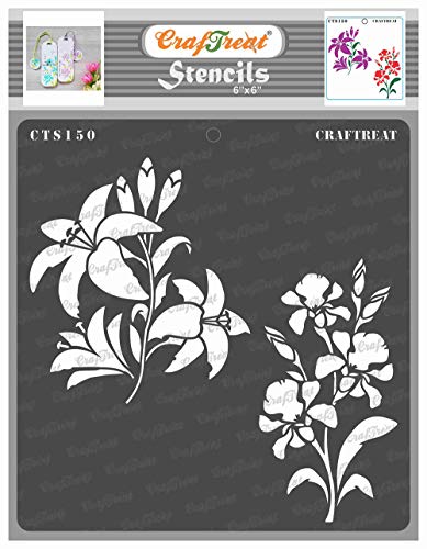 CrafTreat Mini blumen schablonen zum malen An leinwand, holz, papier kunst, wand, boden, fliese und scrapbook zubehör-6X6inches-wiederverwendbar DIY lilie & iris schablone - bullet journal schablonen von CrafTreat