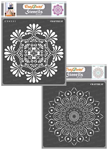 CrafTreat dot Mandala schablonen zum malen An leinwand, holz, papier kunst, wand, boden, scrapbooking Und bullet journal -12X12inches- 2pcs wiederverwendbar pfau rangoli schablonen textilgestaltung von CrafTreat