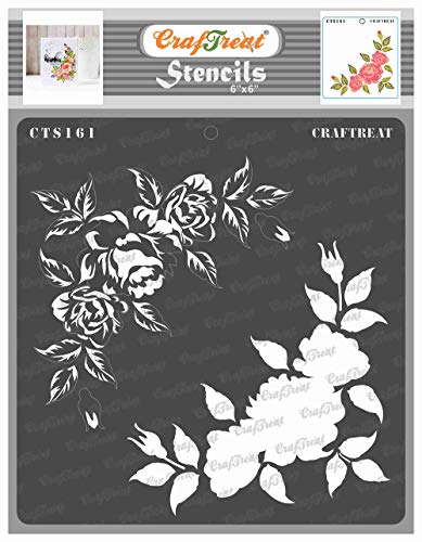 CrafTreat Mehrlagige Blumen schablonen zum Basteln Wiederverwendbar Vintage-Stufige geschichtete Rosenecke - Größe(15 x 15 cm)-Rosenschablonen zum Malen auf Beton, Leinwand Stoff, Papier und Wand von CrafTreat