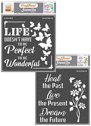 CrafTreat Quote Stencils for Painting on Wood, Canvas, Paper, Fabric, Floor, Wall and Tile - Heal and Wonderful Life - 2 Pcs - 6x6 Inches Each - Reusable DIY Art and Craft Stencils for Home Decor von CrafTreat