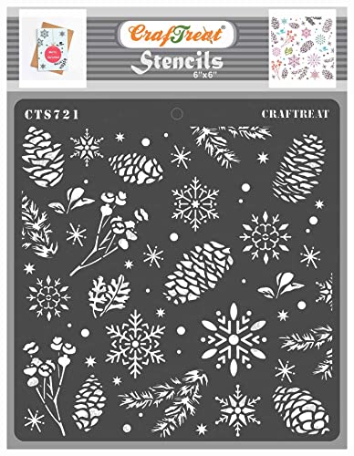 CrafTreat Schneeflocken-Schablonen zum Bemalen auf Holz – Winter – Größe: 15,2 x 15,2 cm – Feiertags-Schablonen zum Basteln von Blumen – Weihnachtsschablonen von CrafTreat
