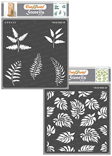 CrafTreat Stencil with Fern and Tropical Leaves 6" x 6" von CrafTreat