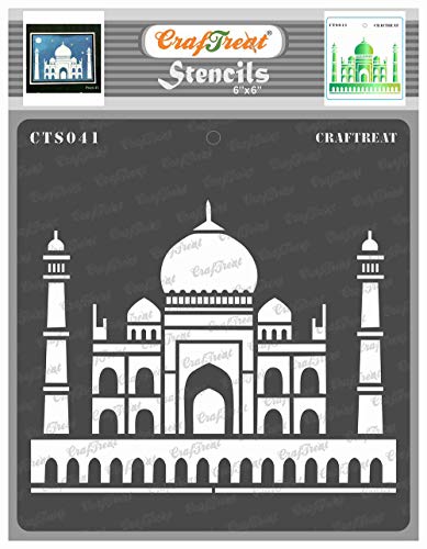 CrafTreat wiederverwendbare Taj Mahal-Indianer-Schablonen zum Malen auf Holz, Wand, Fliesen, Leinwand, Papier, Stoff und Boden – Taj Mahal-Schablone – 15,2 x 15,2 cm – DIY-Kunst- und Bastelschablonen von CrafTreat
