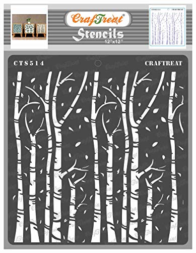 CrafTreat Tree Stencils for Crafts Reusable Vintage - Autumn Trees Stencil - Size: 12 x 12 Inches - Autumn Stencil for Painting on Concrete, Canvas, Fabric, Wood and Wall von CrafTreat