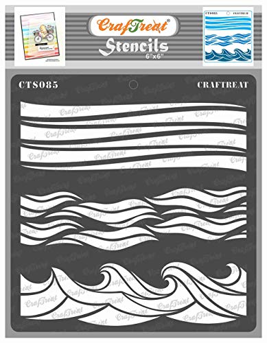 Wiederverwendbare Wellenschablonen von CrafTreat zum Malen auf Holz, Wänden und Fliesen – Wellen – 15,2 x 15,2 cm – DIY-Kunst- und Bastelschablonen von Wellen – Szenenschablonen Natur von CrafTreat