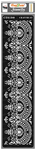 CrafTreat wiederverwendbare Damast-Bordüren-Schablonen zum Malen auf Holz, Wänden und Fliesen – Rand 4 – 7,6 x 30,5 cm – DIY-Kunst- und Bastelschablonen – Spitzen-Bordüren-Schablonen von CrafTreat