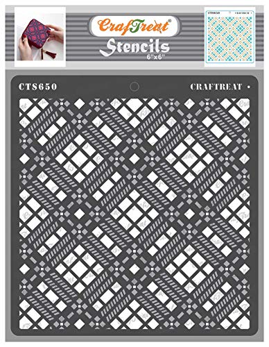 CrafTreat wiederverwendbare Buffalo Check-Schablonen zum Malen auf Holz – 2 Step Plaid IV – 2 Stück – 15,2 x 15,2 cm – karierte Schablonendesigns zum Malen auf Holz – Karo-Schablone von CrafTreat