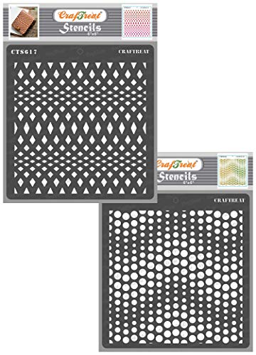 CrafTreat wiederverwendbare Diamant-Punkt-Hintergrund-Schablonen zum Malen auf Holz – gewellte Diamant-Punkt-Schablone – 2er-Pack – 15,2 x 15,2 cm – DIY-Kunst-Schablonen – Harlekin-Diamant-Schablone von CrafTreat
