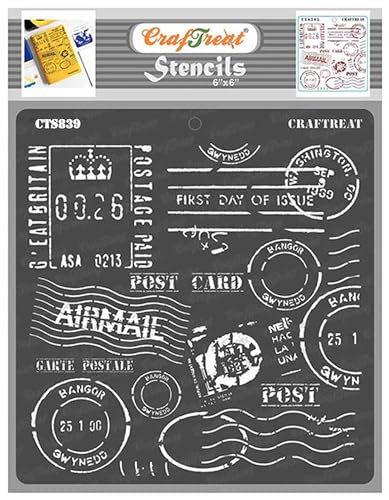 CrafTreat wiederverwendbare Post-Schablonen zum Malen auf Holz, Wänden und Fliesen – Post-Schablonen – 15,2 x 15,2 cm – DIY-Kunst- und Bastel-Schablonen, Poster – Post-Schablonen von CrafTreat