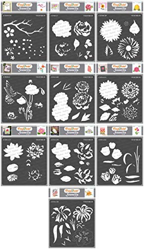 CrafTreat Layered blumen schablonen zum malen An leinwand, holz, papier kunst, wand, boden, scrapbooking Und bullet journal - 6X6 inches - wiederverwendbar diy 10Pcs airbrush schablonen für handwerk von CrafTreat