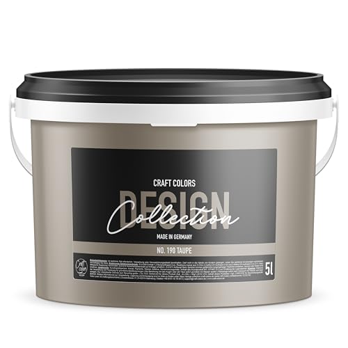 Craft Colors® 5L hochwertige Wandfarbe edelmatt, Kreidefarbe made in Germany, DESIGN Collection No. 190 Taupe von Craft Colors