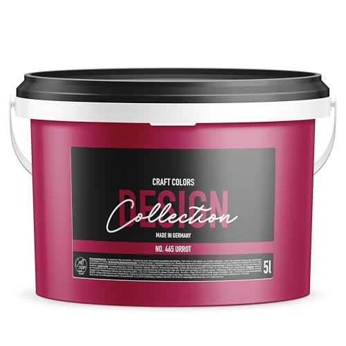 Craft Colors® 5L hochwertige Wandfarbe edelmatt, Kreidefarbe made in Germany, DESIGN Collection No. 465 Urrot von Craft Colors