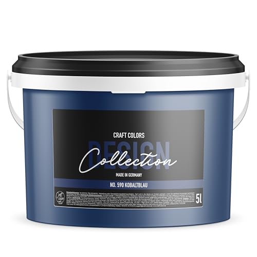 Craft Colors® 5L hochwertige Wandfarbe edelmatt, Kreidefarbe made in Germany, DESIGN Collection No. 590 Kobaltblau von Craft Colors