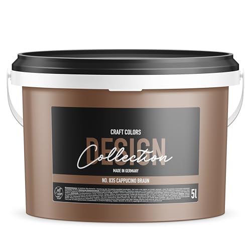 Craft Colors® 5L hochwertige Wandfarbe edelmatt, Kreidefarbe made in Germany, DESIGN Collection No. 835 Cappucino Braun von Craft Colors