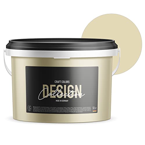 Craft Colors® 5L hochwertige Wandfarbe edelmatt, Kreidefarbe made in Germany, DESIGN Collection No. 127 sand beige von Craft Colors