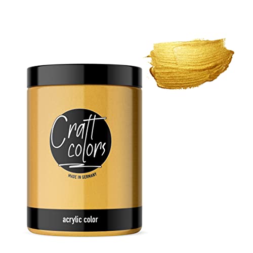 Craft Colors® DESIGN GOLD Wand und Dekofarbe 750ml | Made in Germany | feine premium Pigmente | Universal Acrylfarbe mit hoher Deckkraft | schnell trocknend von Craft Colors