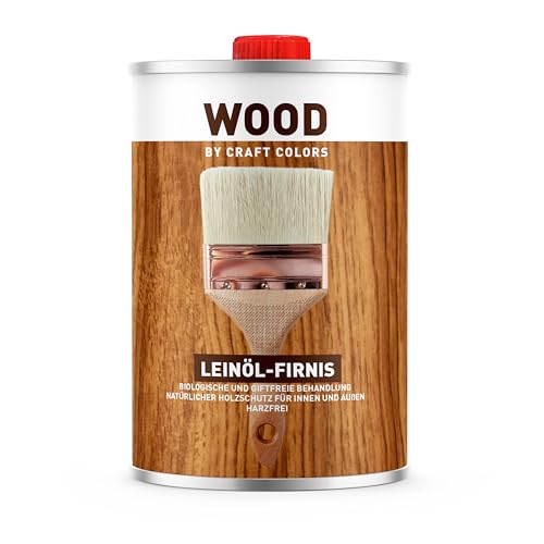 Leinöl Firnis Leinöl für Holz natürlicher Holzschutz Oberflächenschutz für Innen- und Außenholz Holzöl - 1L von Craft Colors