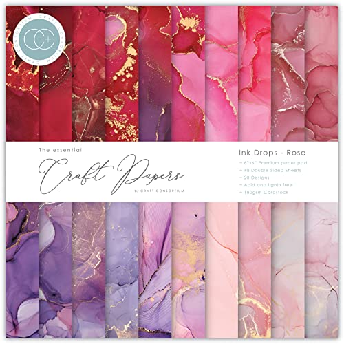 Craft Consortium Double-Sided Paper Pad 6"X6" 40/Pkg-Ink Drops Rose, 20 Designs -CPAD022B von Craft Consortium