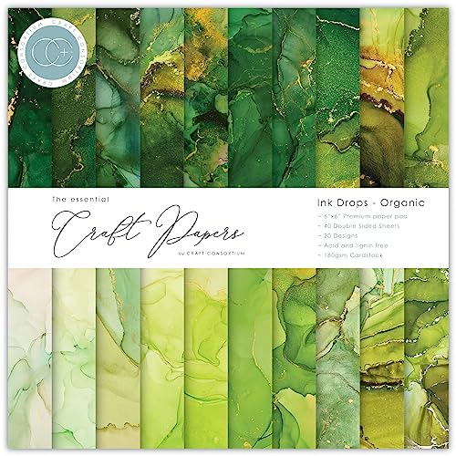 Craft Consortium Double-Sided Paper Pad 6"X6" 40/Pkg-Ink Drops - Organic, 20 Designs von Craft Consortium