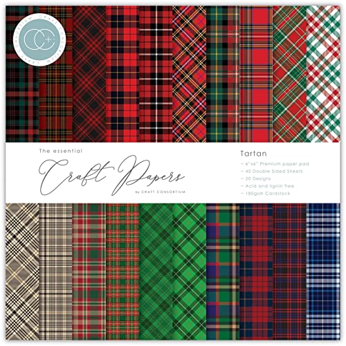 Craft Consortium Double-Sided Paper Pad 6"X6" 40/Pkg-Tartan, 20 Designs von Craft Consortium