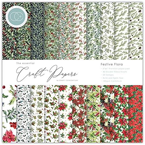 Craft Consortium Essential Craft Papers 6x6 Inch Paper Pad Festive Flora von Craft Consortium