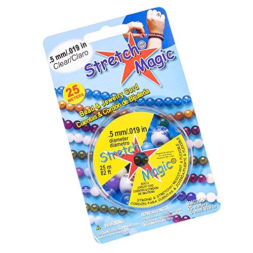 Craft County Stretch Magic Perlenschmuck, elastische Schnur, 0,5 mm x 25 m, Transparent, Perlschwarz, 0,5 mm x 25 m von Stretch Magic