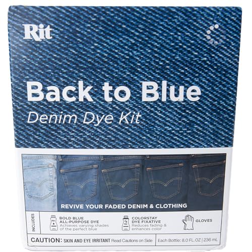 Rit Back to Blue Denim Dye Kit – Beleben Sie Ihren verblassten Denim & Kleidung – Komplettes Set mit Farbstoff, ColorStay Fixiermittel und Handschuhen Rit Back to Blue Denim Dye Kit – Beleben Sie Ihren verblassten Denim & Kleidung – Komplettes Set mit Farbstoff, ColorStay Fixiermittel und Handschuhen von Craft County