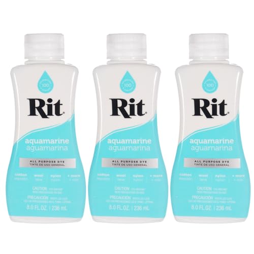 Rit Dye – 237 ml, flüssige Stofffarbe für Kleidung, Dekor und Handwerk – Aquamarin (3 Stück) von Craft County