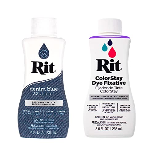 Rit Dye – 237 ml, flüssige Stofffarbe für Kleidung, Dekor und Handwerk – Jeansblau mit Farbfixiermittel von Craft County