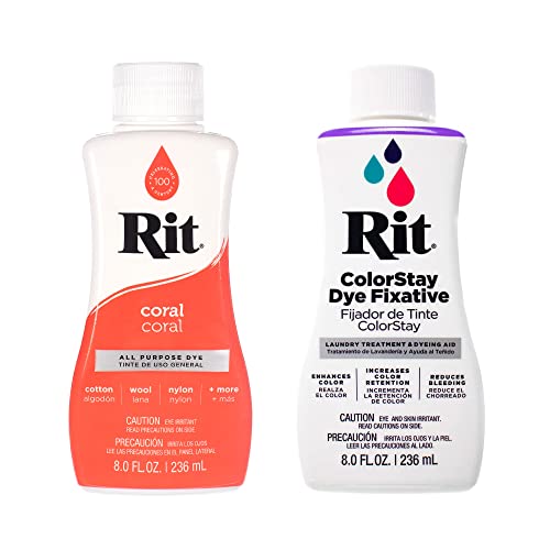 Rit Dye – 237 ml, flüssige Stofffarbe für Kleidung, Dekoration und Handwerk – Koralle mit Farbfixiermittel von Craft County