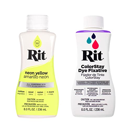 Rit Dye – 237 ml, flüssige Stofffarbe für Kleidung, Dekoration und Handwerk – Neongelb mit Farbfixiermittel von Craft County